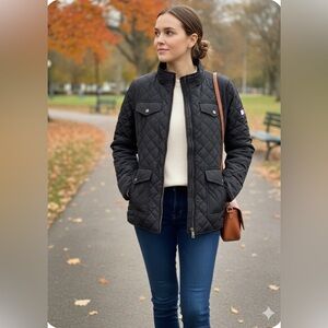 Tommy Hilfiger Black Waterproof Quilted Utility Jacket NWT Size M